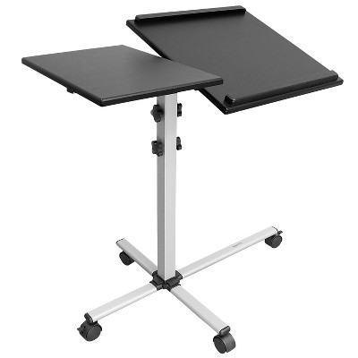 Black Adjustable Rolling Laptop and Projector Cart with Wheels