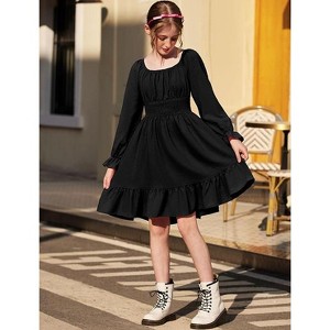 Arshiner Girls Dresses Long Sleeve Tie Back Fall Winter Off Shoulder Dress Kids Clothes - 1 of 4