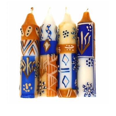 Global Crafts Hand-Painted Dinner or Shabbat Candles, Set of 4