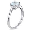 EVERLY JEWELRY | 10k White Gold Diamond Accent and 4/5 CT TGW Cushion Cut Checkerboard Aquamarine Ring - 2 of 4