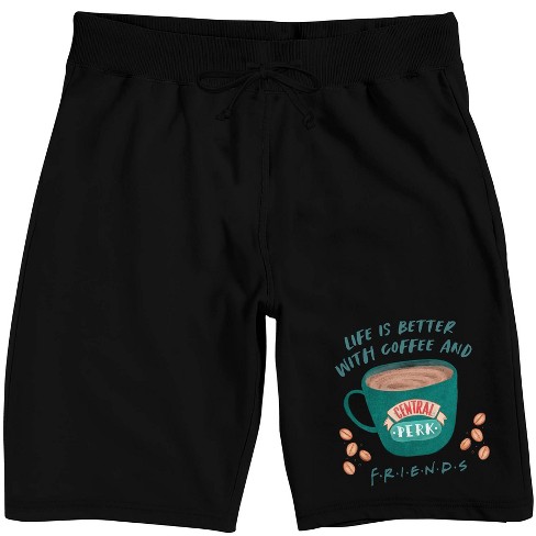 Friends TV Coffee And Friends Men's Black Sleep Pajama Shorts - image 1 of 4