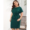 Whizmax Plus Size Cocktail Party Dress Bodycon Elegant Midi Dress Peplum Business Work Office Sheath Pencil with Belt - 3 of 4