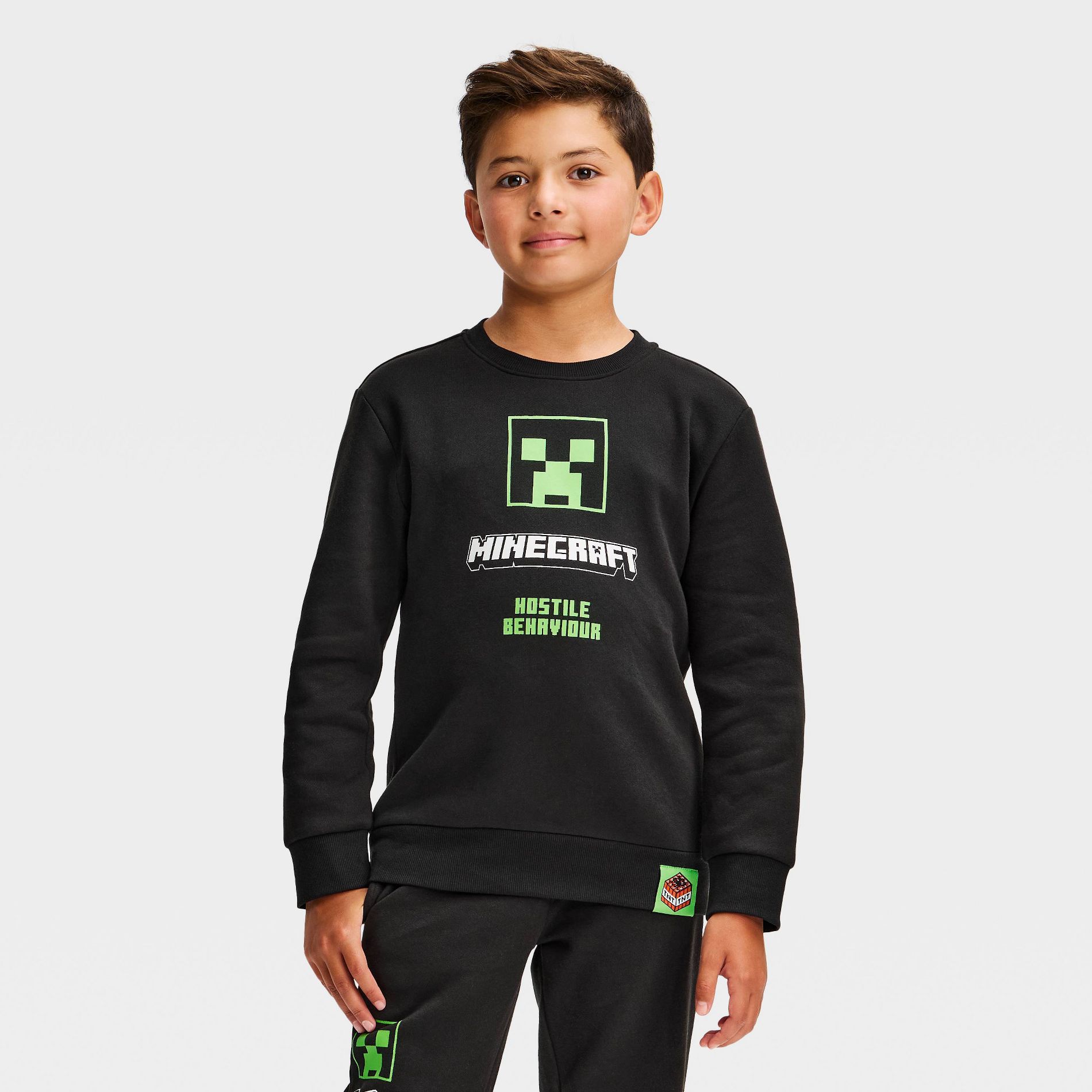 Boys' Minecraft Fleece Front and Back Graphic Sweatshirt - Black