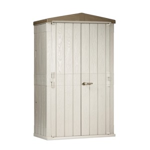 Toomax 76 Cu. Ft. Heavy Duty Weather Resistant Lockable Outdoor Garden Plastic Vertical Storage Shed Cabinet for Tools and Patio Accessories - 1 of 4