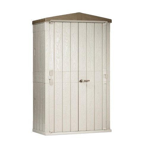 Toomax 76 Cu. Ft. Heavy Duty Weather Resistant Lockable Outdoor Garden  Plastic Vertical Storage Shed Cabinet For Tools And Patio Accessories :  Target