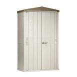 Toomax 76 Cu. Ft. Heavy Duty Weather Resistant Lockable Outdoor Garden Plastic Vertical Storage Shed Cabinet for Tools and Patio Accessories