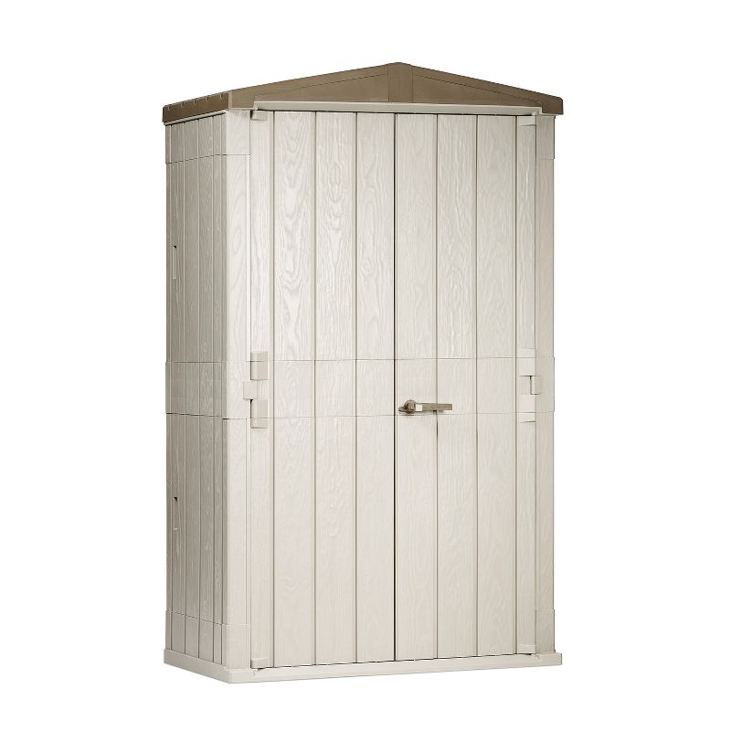 Toomax 76 Cu. Ft. Heavy Duty Weather Resistant Lockable Outdoor Garden Plastic Vertical Storage Shed Cabinet for Tools and Patio Accessories, 1 of 7