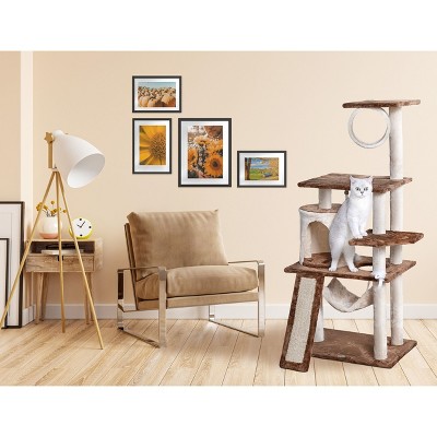 Go Pet Club 53" Kitten Cat Tree Condo with Scratching Board F711