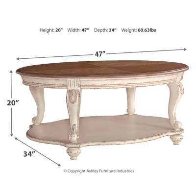 Antiqued Two-Tone Oval Wood Coffee Table with Cabriole Legs