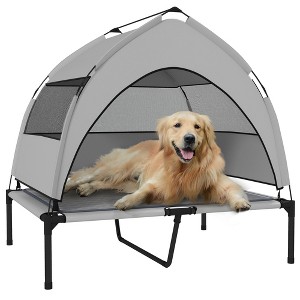 PawHut Elevated Dog Bed, Portable Raised Pet Bed with Removable Canopy, Cooling Pad, Storage Bag, Outside Pet Cot for Large Dogs - 1 of 4