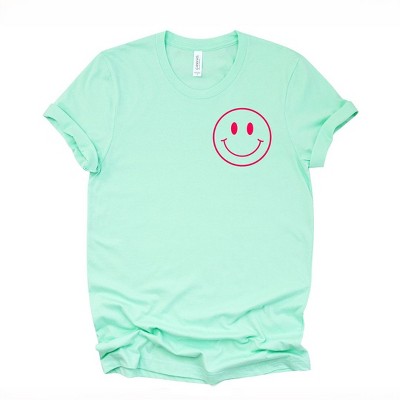 Simply Sage Market Women's Smiley Face Outline Mini Puff Print Short Sleeve Graphic Tee