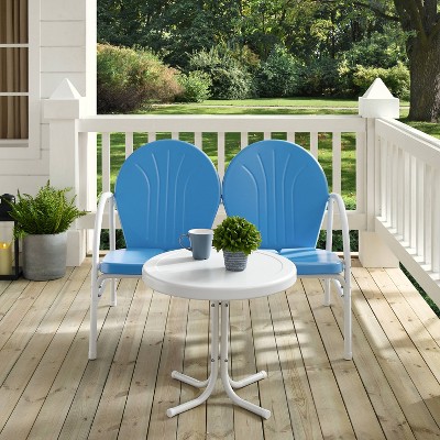 Sky Blue Steel 2-Person Outdoor Conversation Set