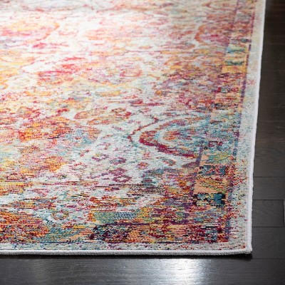 Light Blue and Orange 9' x 12' Synthetic Reversible Area Rug