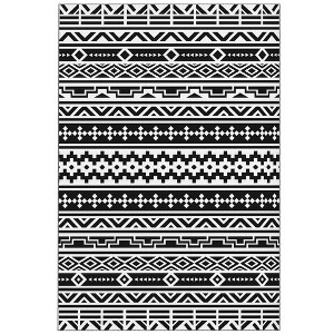Aghana Digitals Reversible 9'x18' Outdoor Rug, Polypropylene Waterproof with Carry Bag, Black & - 1 of 4
