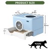 LunaLulinlk Blue Large Closed Cat Litter Box with Lid and Drawer for Easy Cleaning - 3 of 4