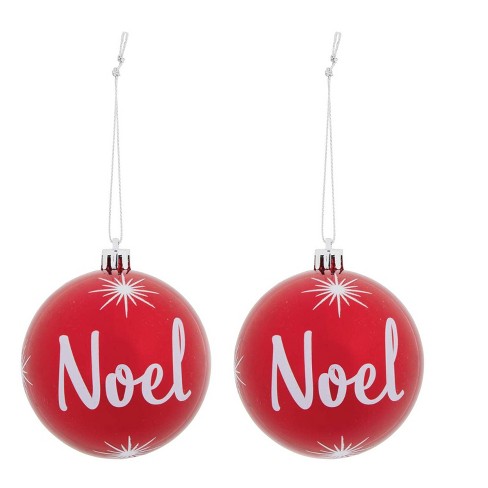 The Lakeside Collection Sets of 2 Red Sphere Ornaments - Noel - image 1 of 4