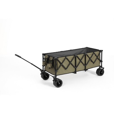 Foldable Extended Wagon with 220lbs Weight Capacity, Heavy Duty 300L Folding Utility Garden Cart