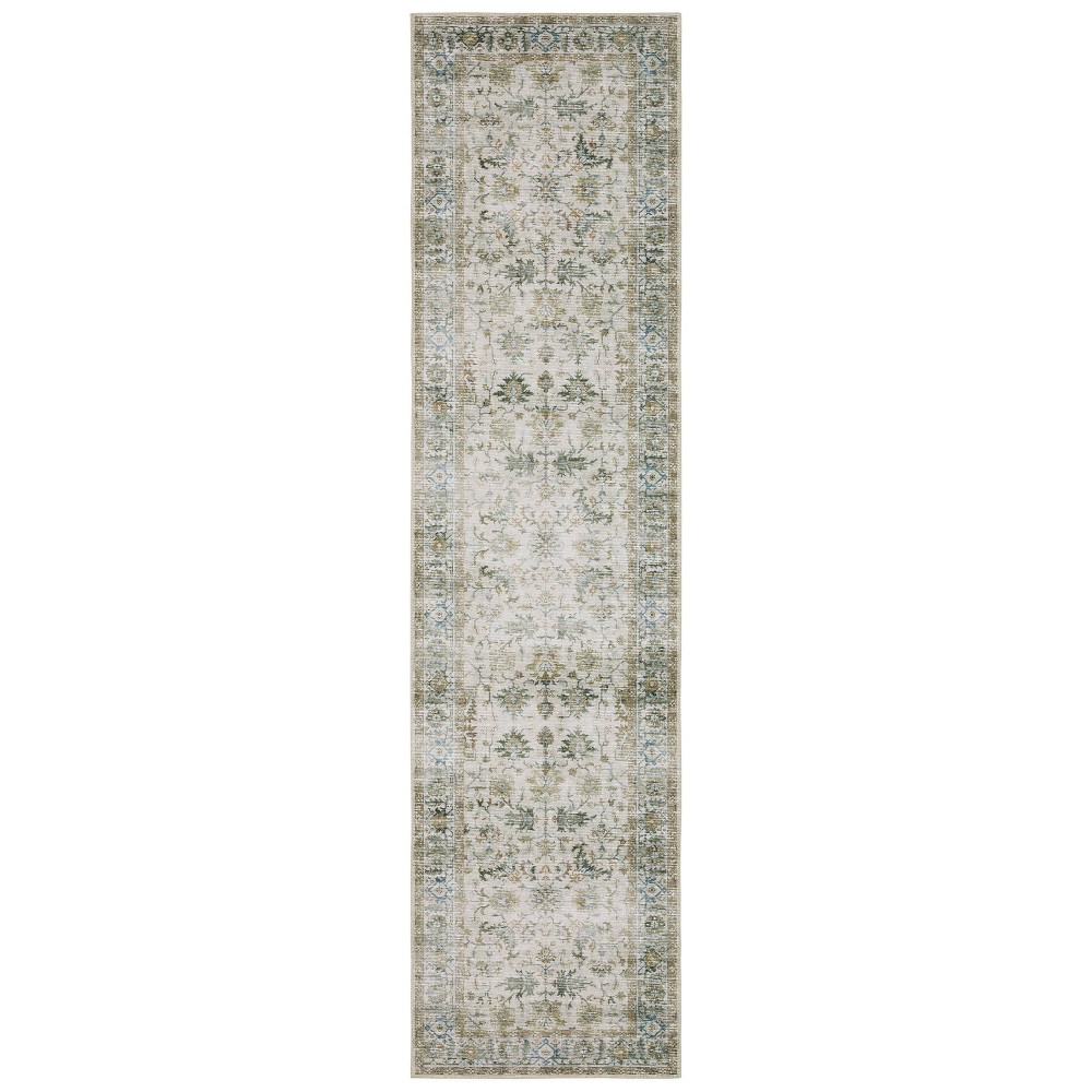 2'x8' Colette Washable Vintage Oriental Indoor Area Rug Ivory - Captiv8e Designs
