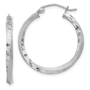 Black Bow Jewelry 2.5mm, Sterling Silver, Twisted Round Hoop Earrings, 25mm in Diameter - 1 of 4