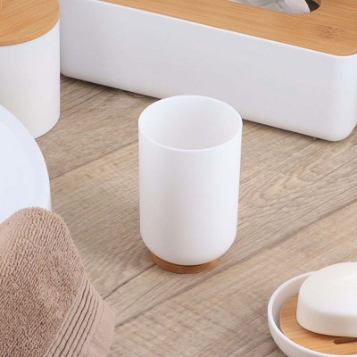 Evideco French Home Goods Elegant Bamboo-Based Bathroom Tumbler – Modern Vanity Cup, Ideal for Toothbrush Holder or Countertop Organizer
