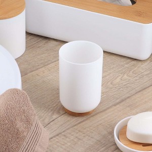 Evideco French Home Goods Elegant Bamboo-Based Bathroom Tumbler – Modern Vanity Cup, Ideal for Toothbrush Holder or Countertop Organizer - 1 of 4