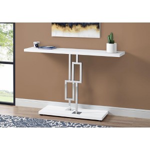 NicBex Narrow Console Table with Geometric Design,Stylish Entryway Table with Chrome Metal Base,Modern Couch Table for Living Room,White - 1 of 4