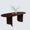 67 inch V-shaped Base Oval Natural Wood Color Dining Table with 6 Dining chairs Suitable for Dining Room and Living Room - 3 of 4