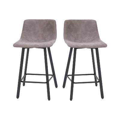 Taylor & Logan Set of 2 Brandy Modern Upholstered Bucket Seat Counter Height Barstools