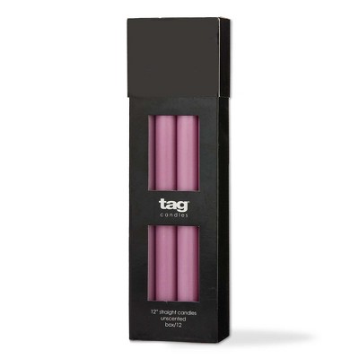 tag Color Studio 12" Straight Taper Unscented Smokeless Paraffin Wax Candle Lilac, Burn Time 12 hrs. Sold In Units of 1
