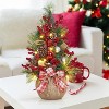 24 Inch Mini Christmas Tree with Lights, Pre-Lit Artificial Table Tree with Bow, Balls, Red Berries & Pine Cones, TableTop Decoration for Home Office - 2 of 4
