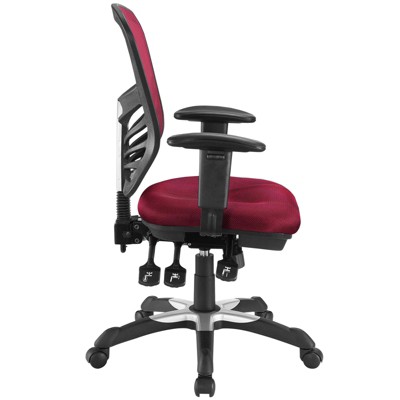 Red Mesh and Leather Adjustable Swivel Office Chair