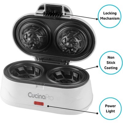 White Nonstick Double Waffle Bowl Maker with Recipe Booklet