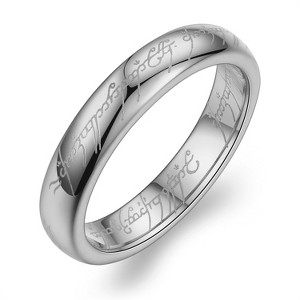 Ginger Lyne Tungsten Wedding Band for Men or Women Lords One Ring of Power Silver 6mm or 4mm - 1 of 4