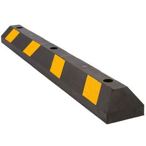 Guardian Parking Stop, 4 Foot Long Flexible Rubber Curb, Highly Visible Accessory with Mounting Holes for Job Sites and Garages, Black/Yellow - 1 of 4