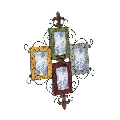 Multi-Colored Iron Scroll Wall Photo Frame with Floral Motif