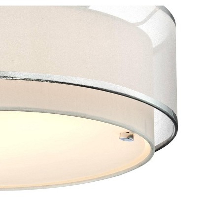 Chrome Double Drum Shade Semi-Flush Mount Ceiling Light