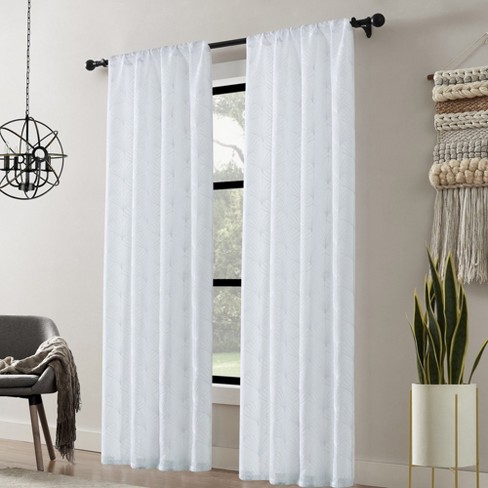 Set Of 2 Modern Threads Sheer Fans Curtain Panel. : Target