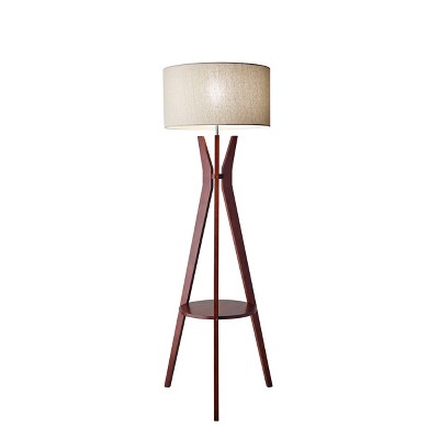 59.5" 3-way Bedford Shelf Floor Lamp Brown - Adesso