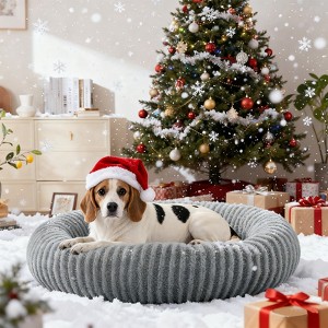 JOEJOY Round Dog Bed with Anti-Slip Bottom & Removable Cover,Rabbit Fur and Teddy Fabric with Drawstrings - 1 of 4