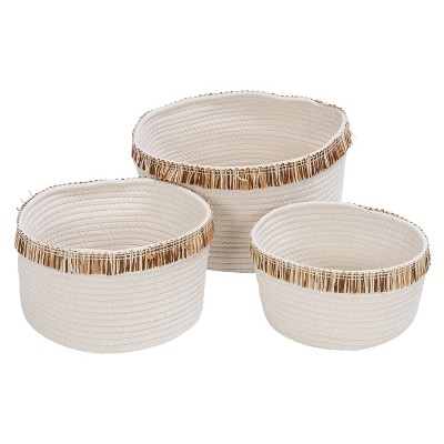 Honey-Can-Do Set of 3 Cotton Rope Baskets White