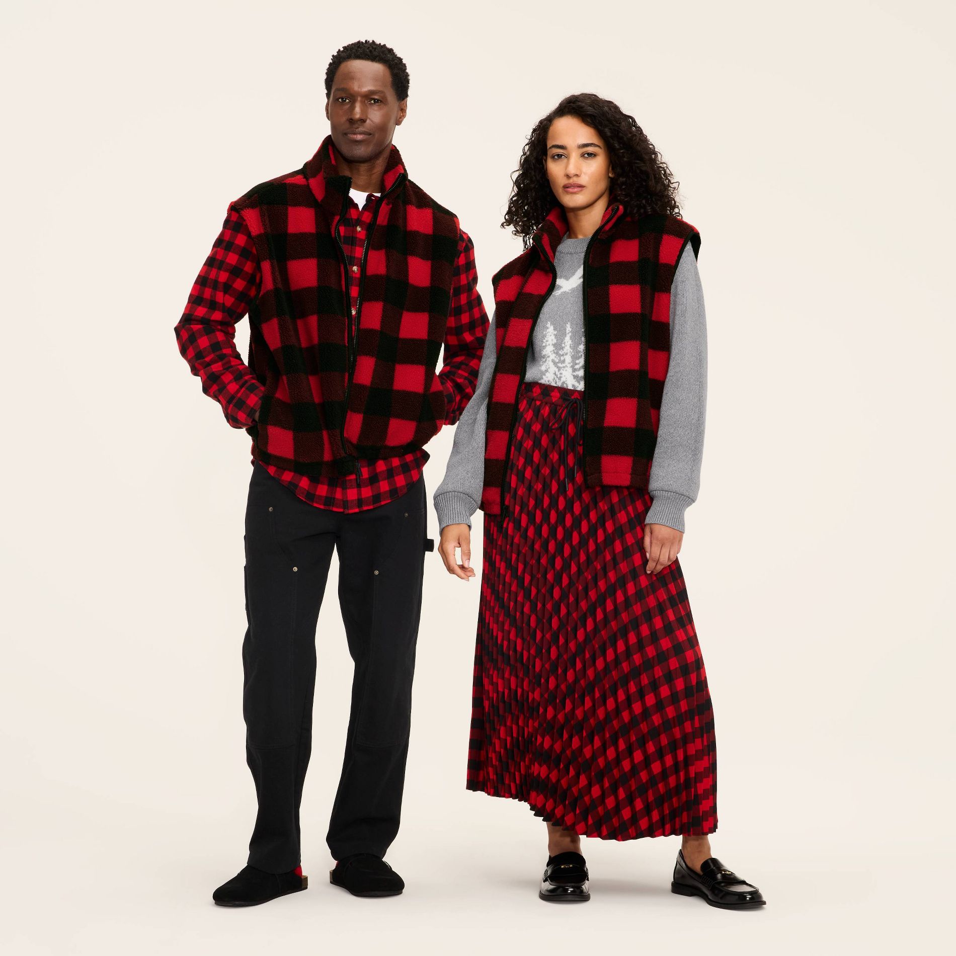 Adult Buffalo Check Fleece Vest - Woolrich x Target Red/Black M