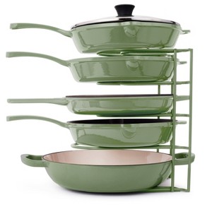 Cuisinel Pan Organizer Rack - Heavy-Duty Steel for Cast Iron Skillets, Griddles & Pots, 50-LBS Volume, Green, 12.2", Horizontal/Vertical, No Assembly - 1 of 4