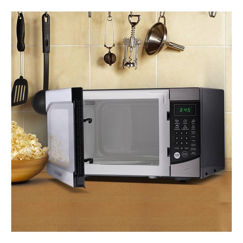 COMMERCIAL CHEF Countertop Microwave 0.9 Cu. Ft. 900W, Black and Stainless Steel, 6 of 8