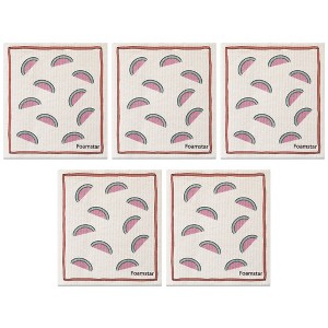 Unique Bargains Reusable Swedish Wildflowers Lightweight Super Absorbent Kitchen Dish Towels 5 Packs - 1 of 4