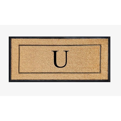 A1HC Natural Coir and Rubber Backing Monogrammed Door Mat, Anti-Shed Entry Doormat