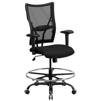 HERCULES Series 400 lb. Capacity Big & Tall Drafting Chair Black Mesh - Flash Furniture