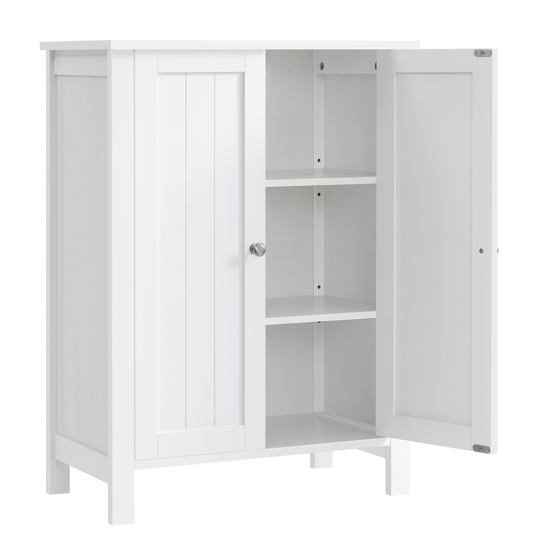 VASAGLE Bathroom Floor Storage Cabinet, Storage Unit with 2 Adjustable Shelves, Cabinet Freestanding,Inches, White