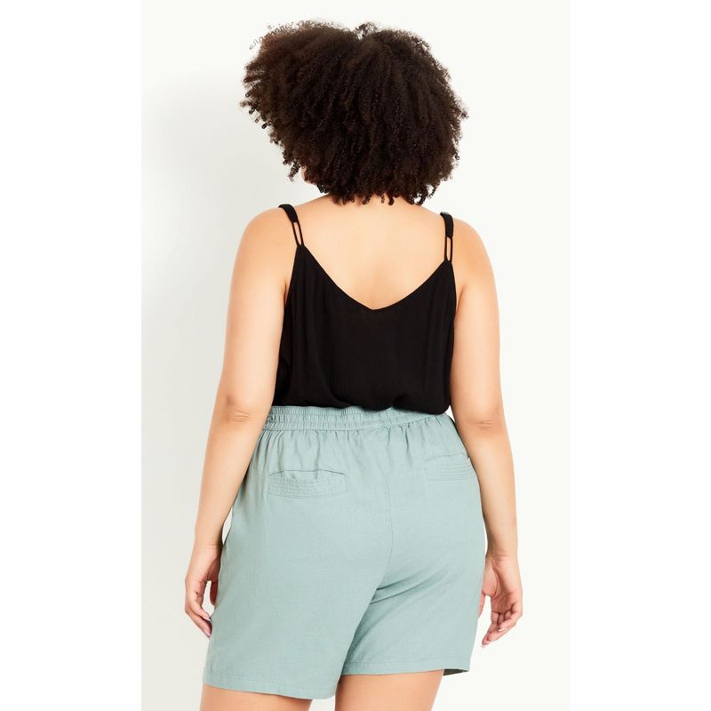 Women's Plus Size Linen Blend Short - green | AVENUE, 4 of 7