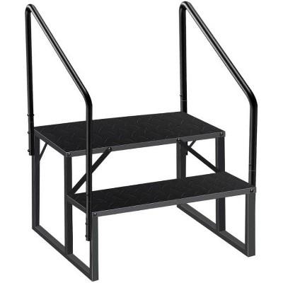 RV Steps with Handrail, Anti-Slip Step Ladder, Portable Pool Stool, 660 Lbs Load Capacity, RV Stair for Mobile Homes