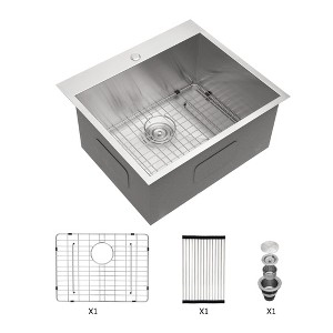 Laundry Sink Drop In,Laundry Utility Sink 16 Gauge Stainless Steel Drop In Topmount 12 Inch Deep Single Bowl Above Counter Utility Laundry Room - 1 of 1